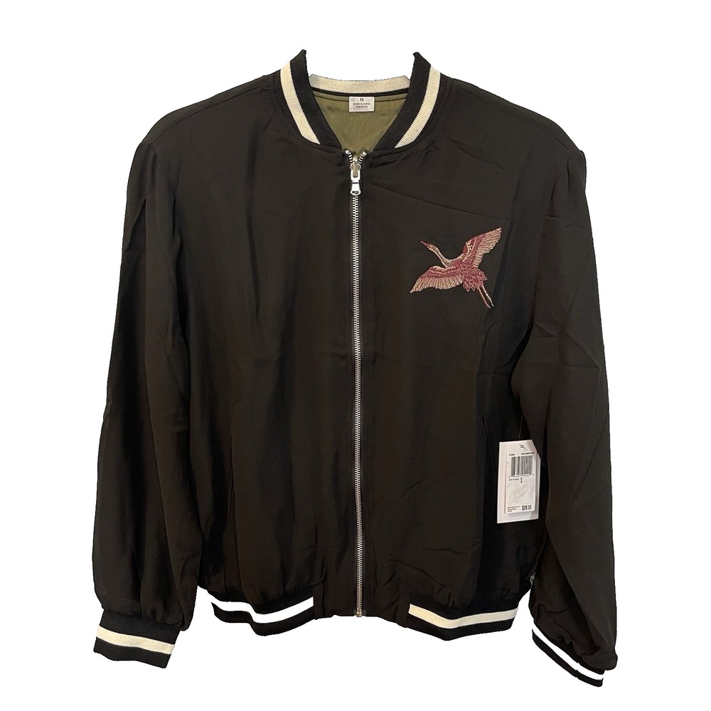 For The Republic Womens S Reversible Embroidered Boho Lightweight Bomber Jacket